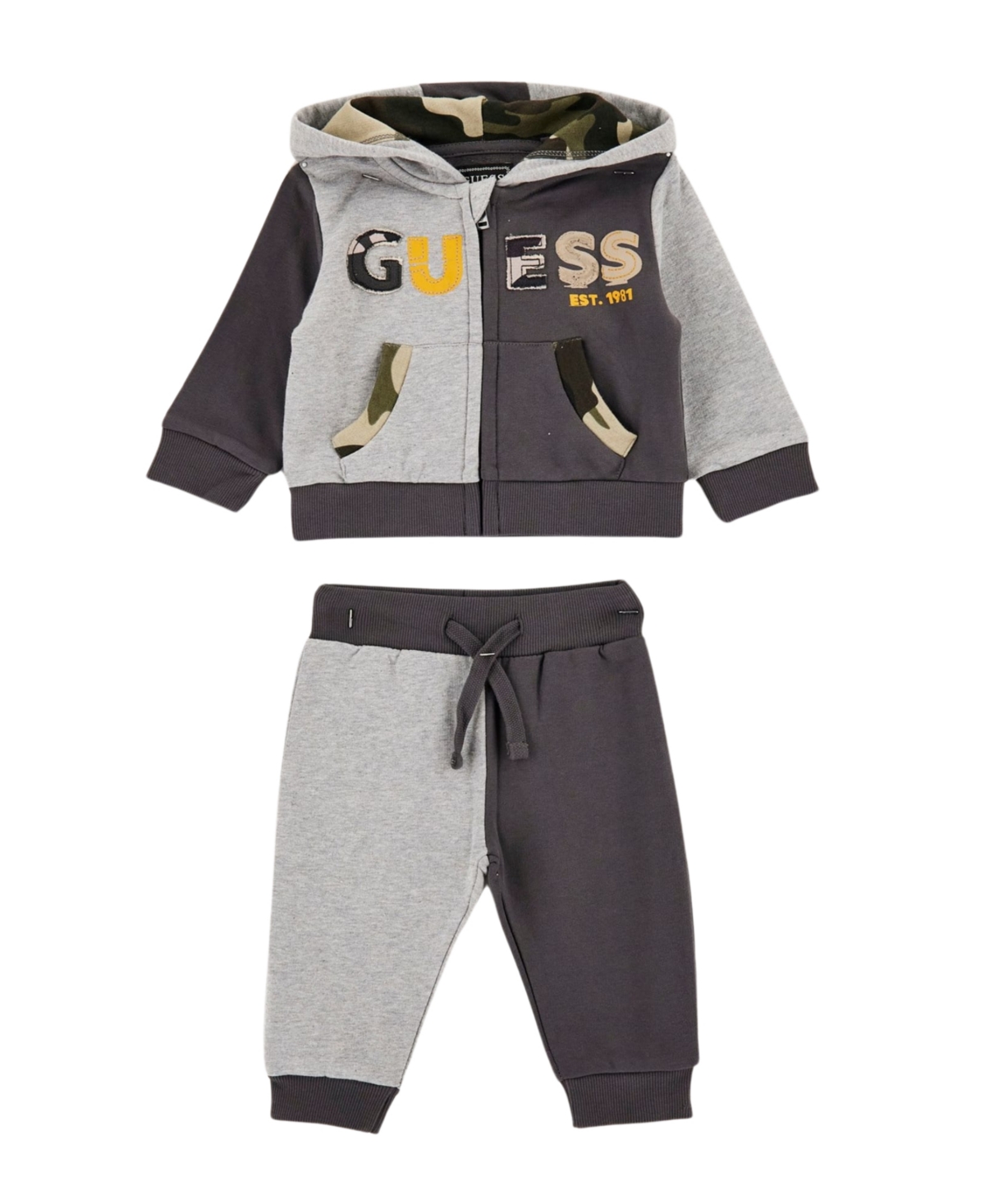 Guess Baby Boys 2-Piece Two-Tone Long-Sleeve Top and Pant Set