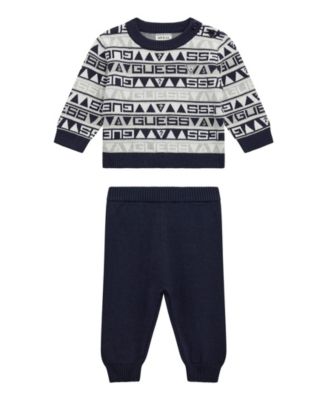 GUESS - Baby Boys 2-Piece Long Sleeve Crew Neck Sweater and Pant Set