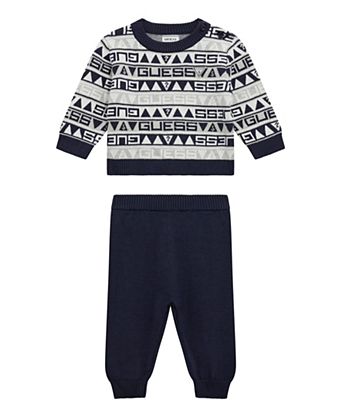 Baby Boys' Long Sleeve Crew Neck Sweater and Pant, 2-Piece Set