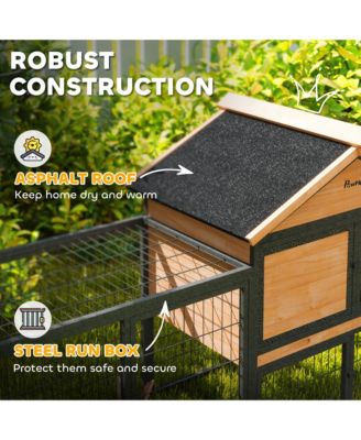 85" Rabbit Hutch Outdoor with Steel Run, Removable Plastic Tray