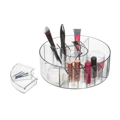 Rotating Makeup Organizer with Dividers - Clear