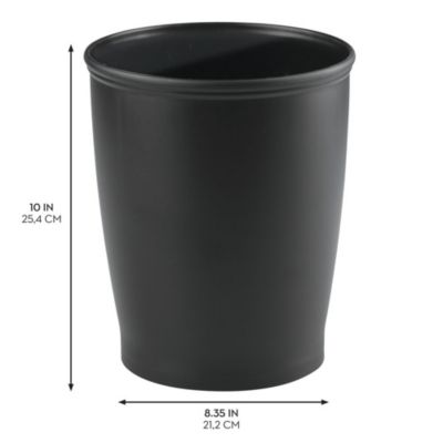 Round Plastic Bathroom Trash Cans - Set of 2 - Black - Made in USA