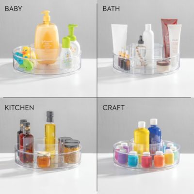 12-inch Divided Lazy Susan for Bathroom Storage - Clear
