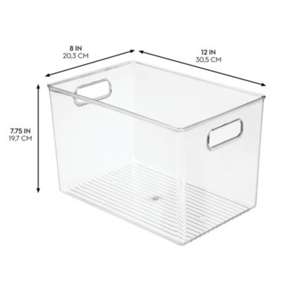 Plastic Storage Bin with Handles - Set of 4 - Clear - Made in USA
