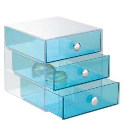 Stackable 3-Drawer Vanity Makeup Organizer - Aqua