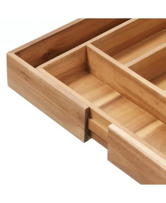 Expandable Acacia Wood Cutlery Drawer Organizer -Natural