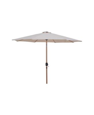 Fiji Beige Fabric / Matte Black Aluminum Patio Umbrella with Base Sets