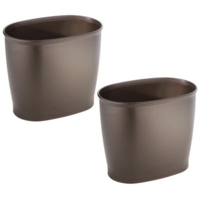 Oval 2.1 Gallon / 8 Liter Plastic Trash Can, 2-Pack, Bronze, Made in USA