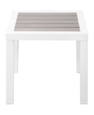 Nizuc Grey Wood Look Accent Paneling Outdoor Patio Aluminum End Table