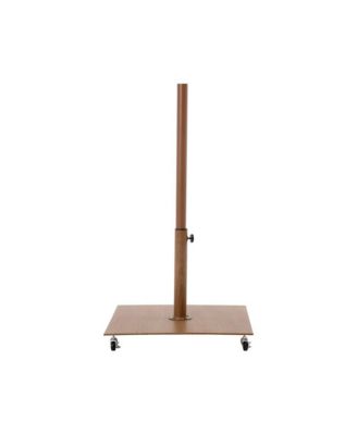 Fiji Navy Fabric / Teak Aluminum Patio Umbrella with Base Sets