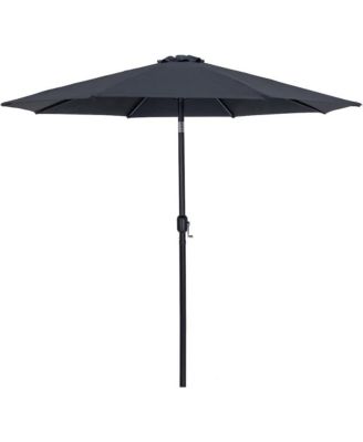 Fiji Black Fabric / Matte White Aluminum Patio Umbrella with Base Sets