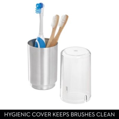 Stainless Steel Toothbrush Organizer with Cover