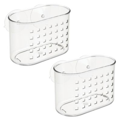 Small Suction Shower Basket for Bathroom, Set of 2, Clear, Made in USA