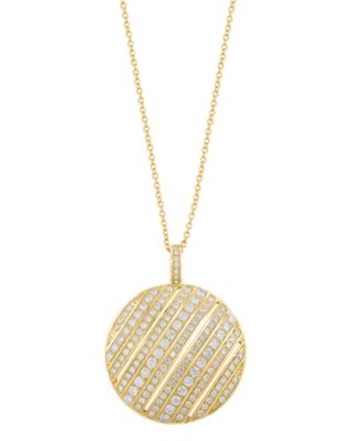 EFFY&reg; Diamond Diagonal Disc 18" Pendant Necklace (1-3/8 ct. t.w.) in 14k Gold