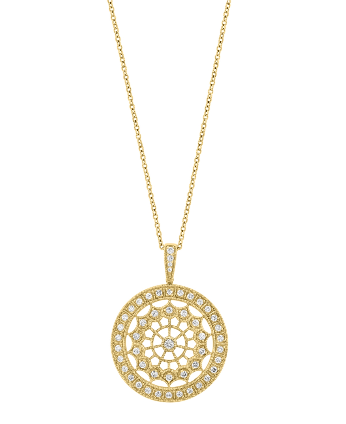 Effy Collection Effy Diamond Openwork Circle 18" Pendant Necklace (1/2 Ct. T.w.) In 14k Gold In Gold