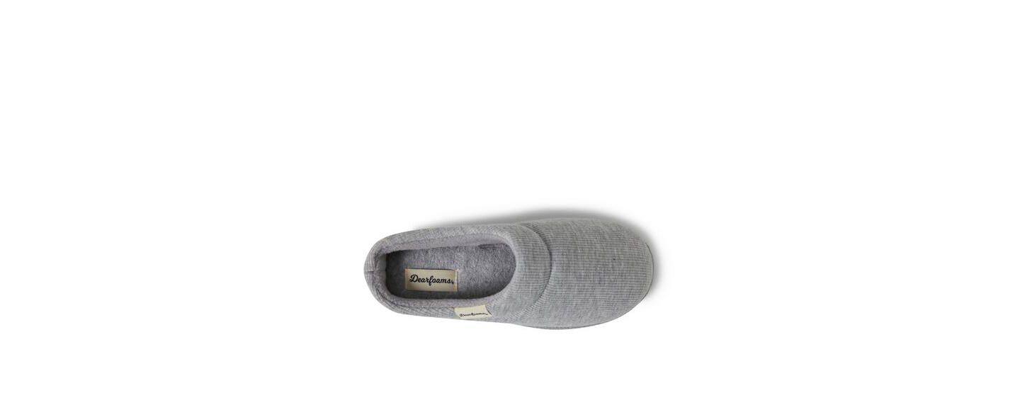 Женские сабо Dearfoams Lacey Rib Knit House Shoe Clog Slipper, цвет: Светлый меланжевый серый — фото 4