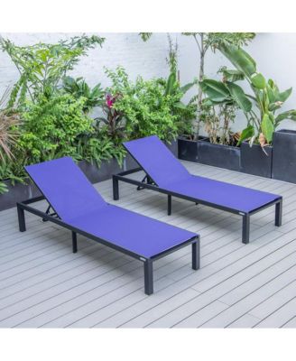 Marlin Patio Chaise Lounge Chair With Black Aluminum Frame, Set of 2