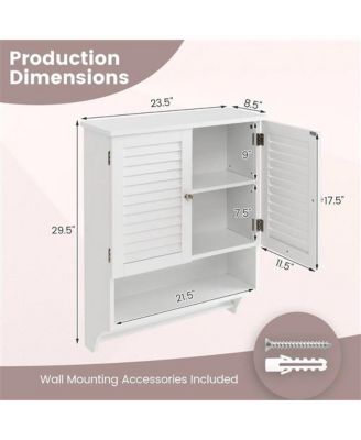 Louvered Door Bathroom Medicine Cabinet with Towel Bar and Wall-Mounted Design