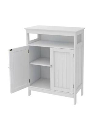2-Door Bathroom Linen Cabinet with Storage Shelf and Wood Finish for Organization