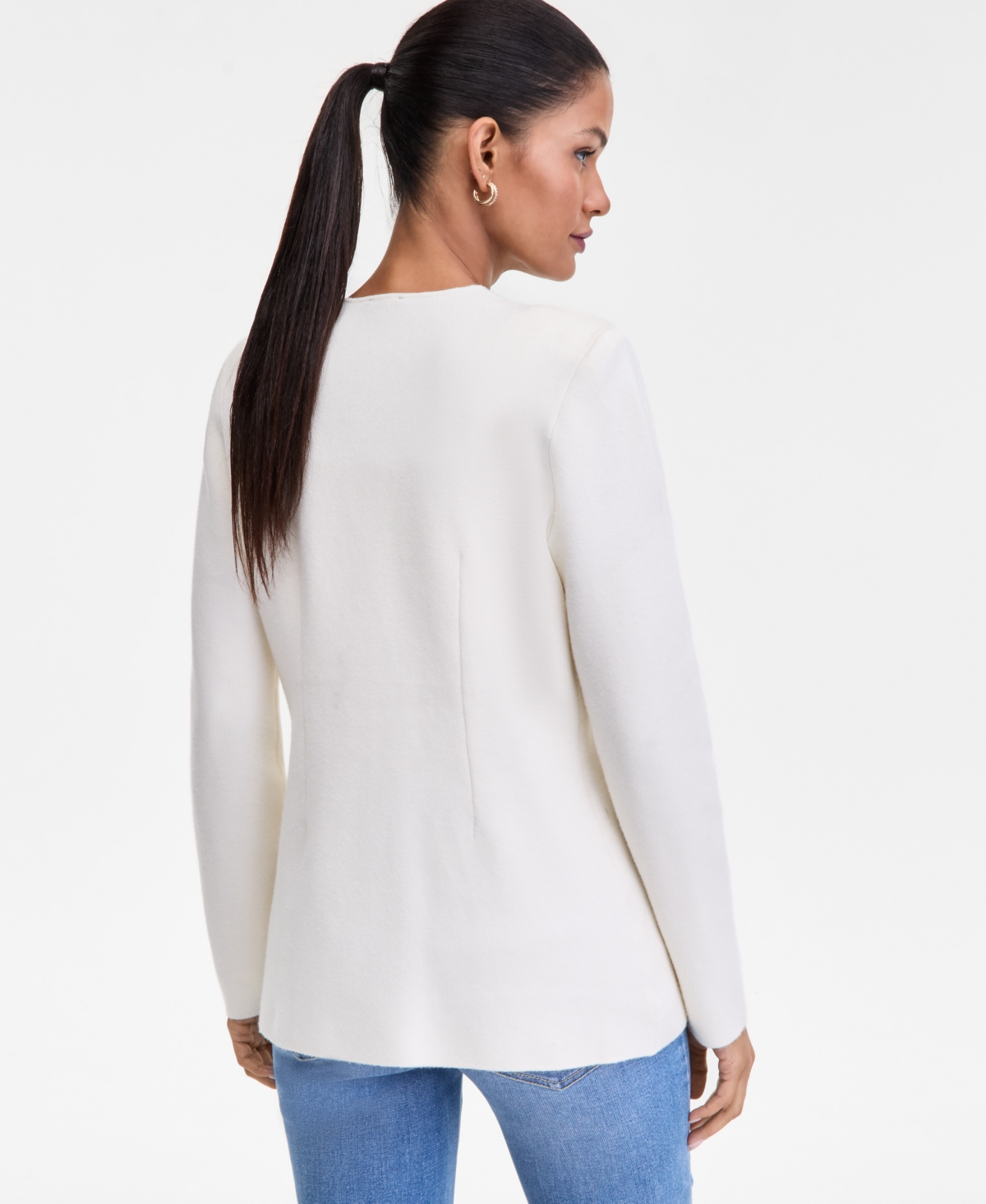 Inc International Concepts Women's Sweater Blazer, Created For Macy's In White