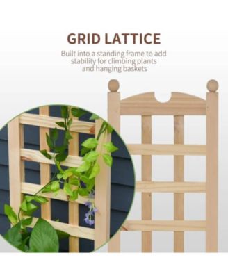 Solid Fir Wood Raised Garden Bed Planter Box with Trellis for Vertical Growth