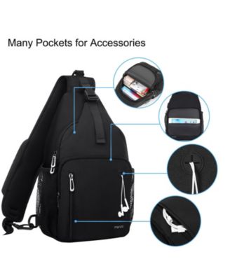 Sling Backpack with USB Charging Port - Crossbody Travel Hiking Daypack for Men/Women, Water-Resistant Chest Bag with Anti-Theft Design