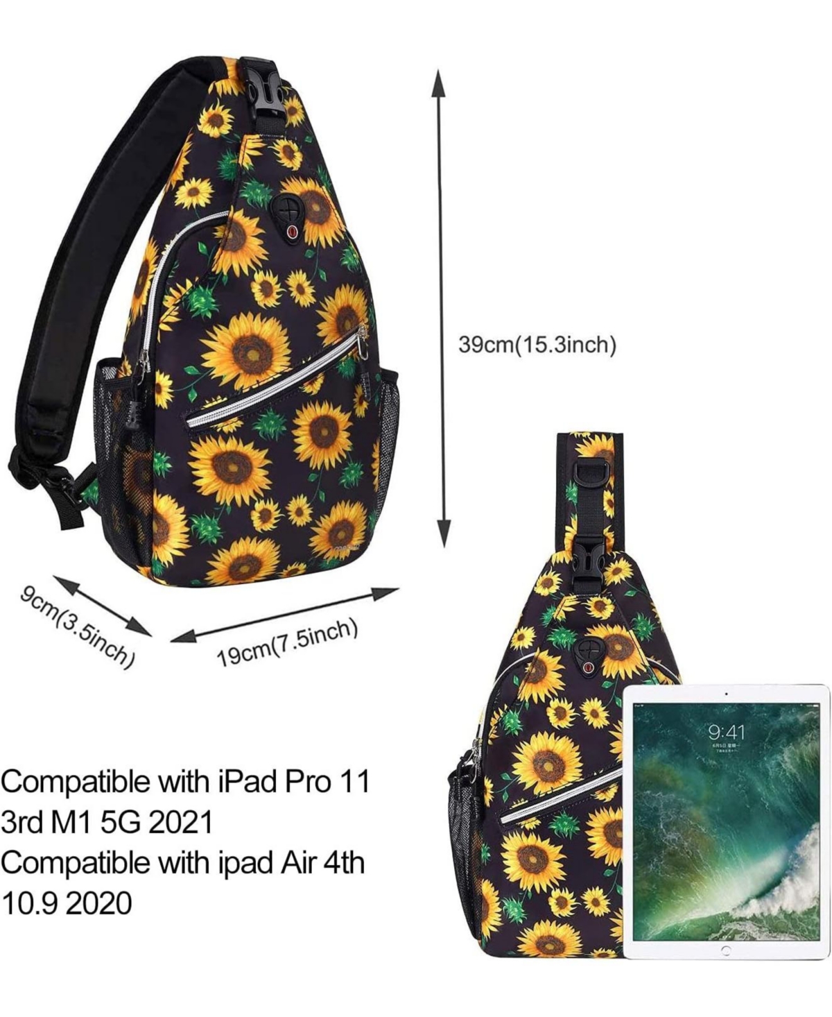Mosiso Sunflower Rope Sling Backpack - Lightweight Travel & Hiking Daypack | Water-Resistant Crossbody Chest Bag with Quick-Access Pocket