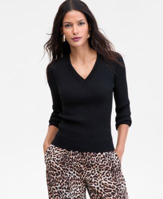 I.N.C. International Concepts - Women's Ribbed V-Neck Sweater