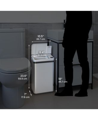 16-Liter Stainless Steel Sensor Trash Can with AbsorbX Odor Filter for Bathroom