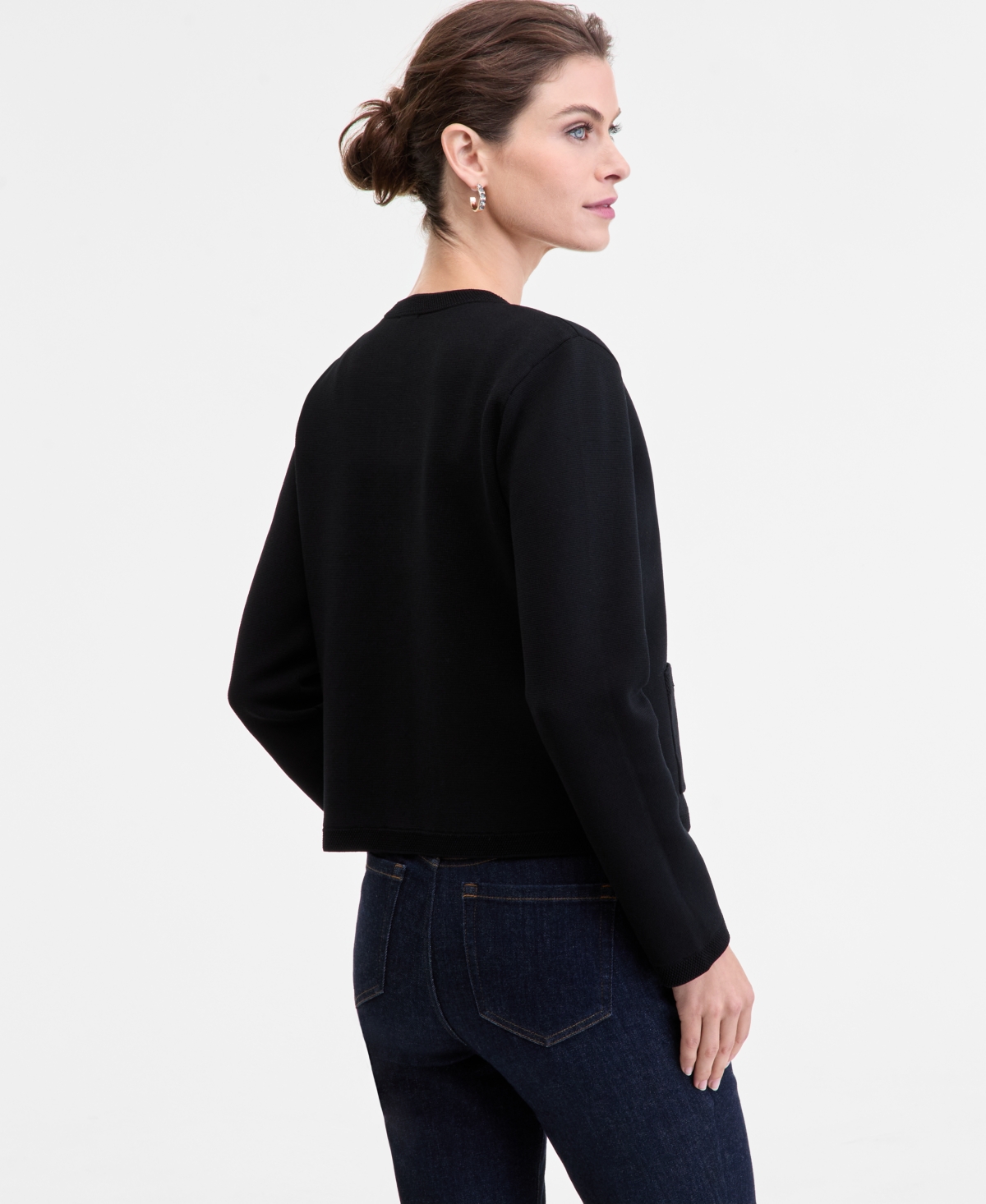 Inc International Concepts Women's Structured Cardigan Jacket, Macy's Exclusive In Black