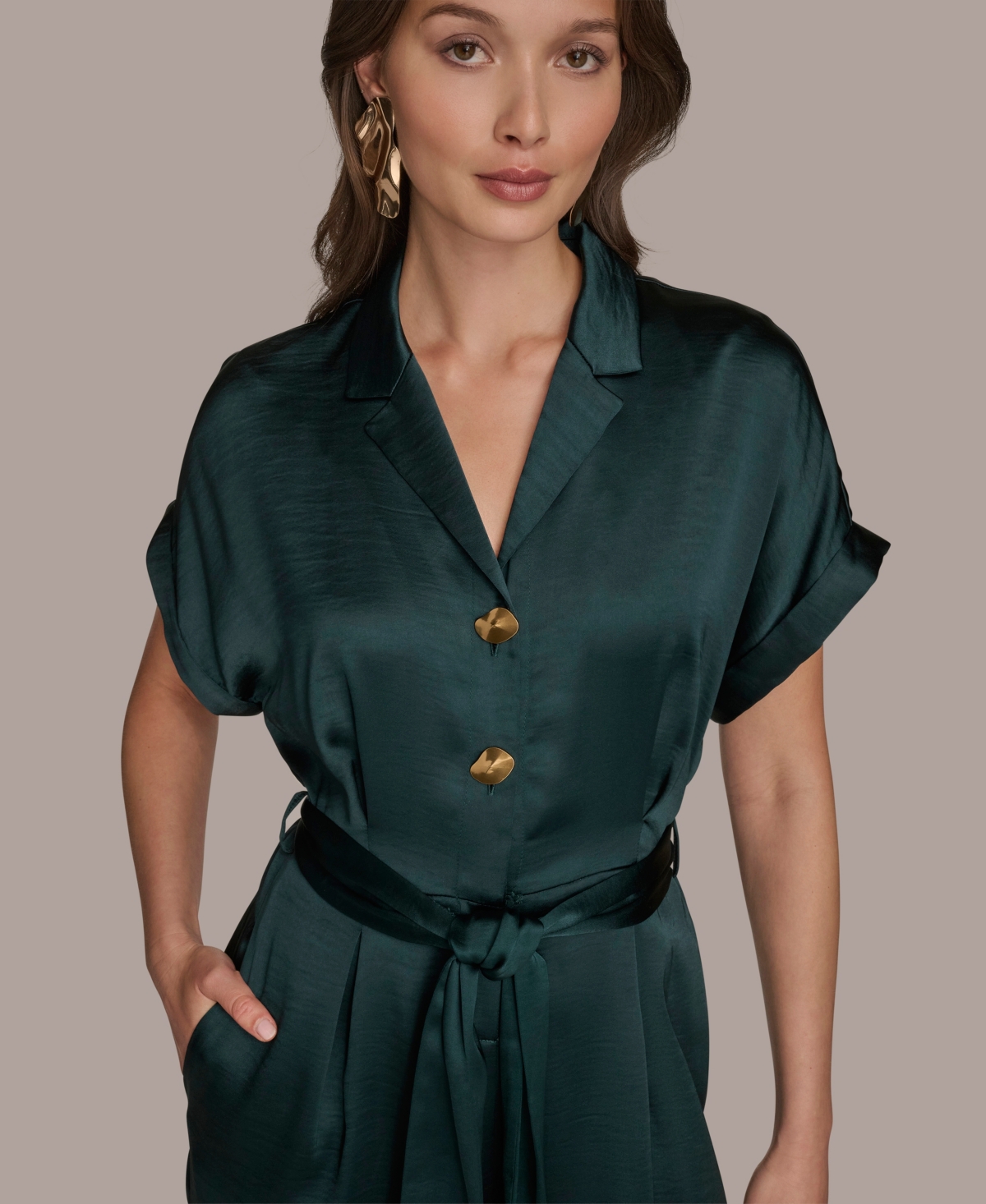 Donna Karan New York Women's Satin Wide Leg Jumpsuit