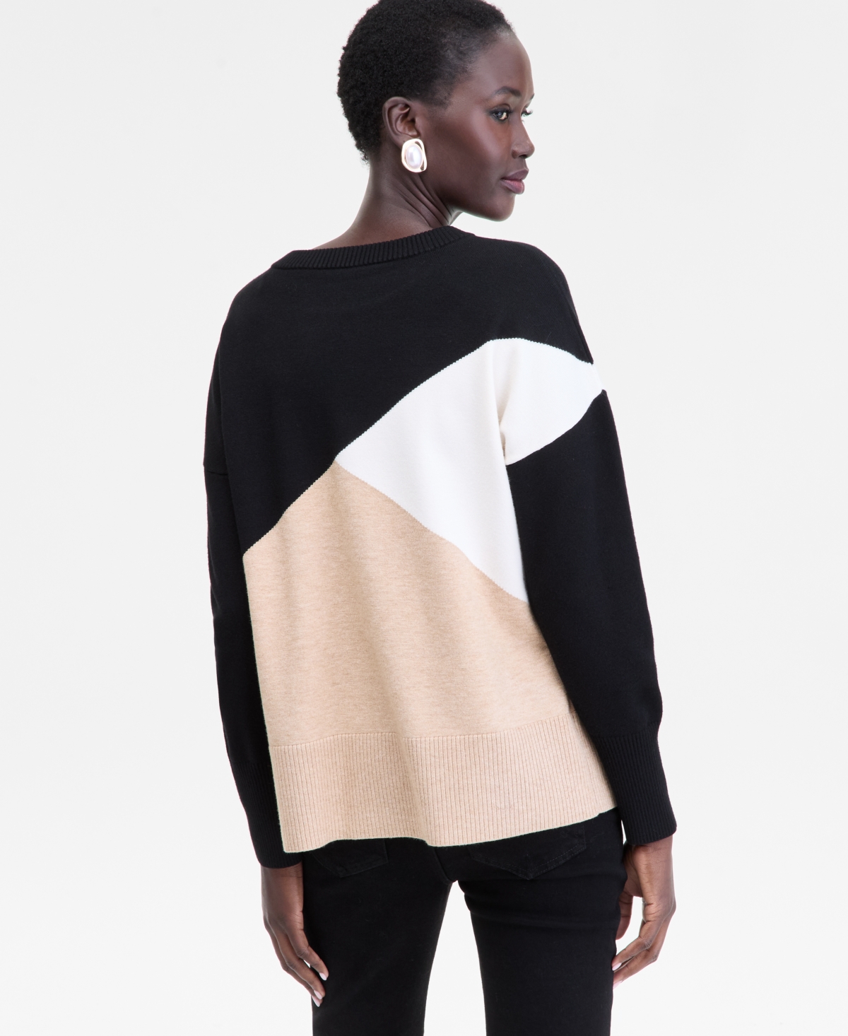 Inc International Concepts Women's Colorblocked Dolman-sleeve Sweater, Macy's Exclusive In Multi