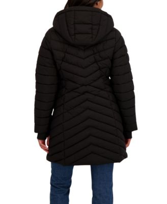 Women's 3/4 Hooded Stretch Puffer with Bib