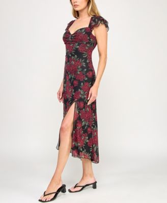Juniors' Sweetheart Neck Midi Dress