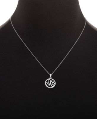 Cubic Zirconia Pav&eacute; Monogram X Pendant 18" Necklace in Sterling Silver, Created for Macy's