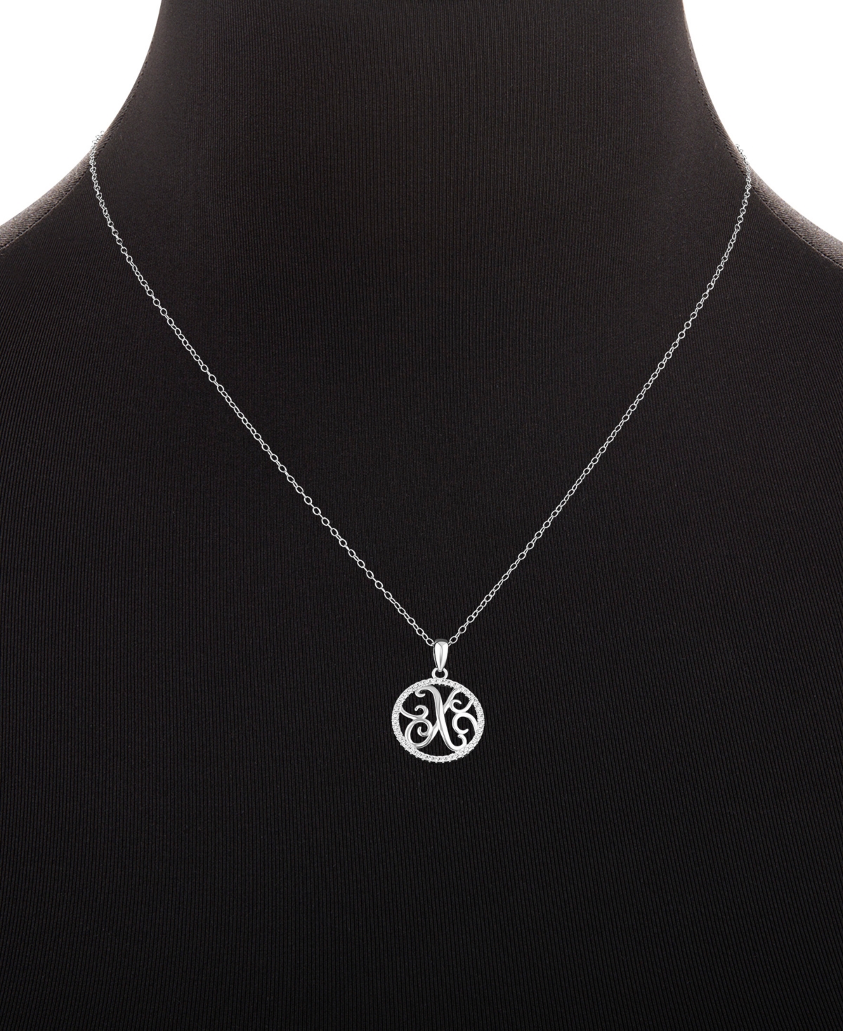 Giani Bernini Cubic Zirconia Pave Monogram X Pendant 18" Necklace in Sterling Silver, Created for Macy's
