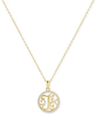 Giani Bernini - Cubic Zirconia T Monogram 18" Pendant Necklace in 18k Gold Over Sterling Silver