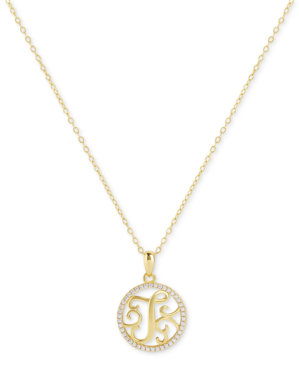 Giani Bernini Cubic Zirconia Y Initial Halo 18" Pendant Necklace In 18k Gold-plated Sterling Silver, Created For M In Gold