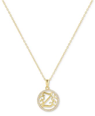 Giani Bernini - Cubic Zirconia Z Monogram 18" Pendant Necklace in 18k Gold Over Sterling Silver