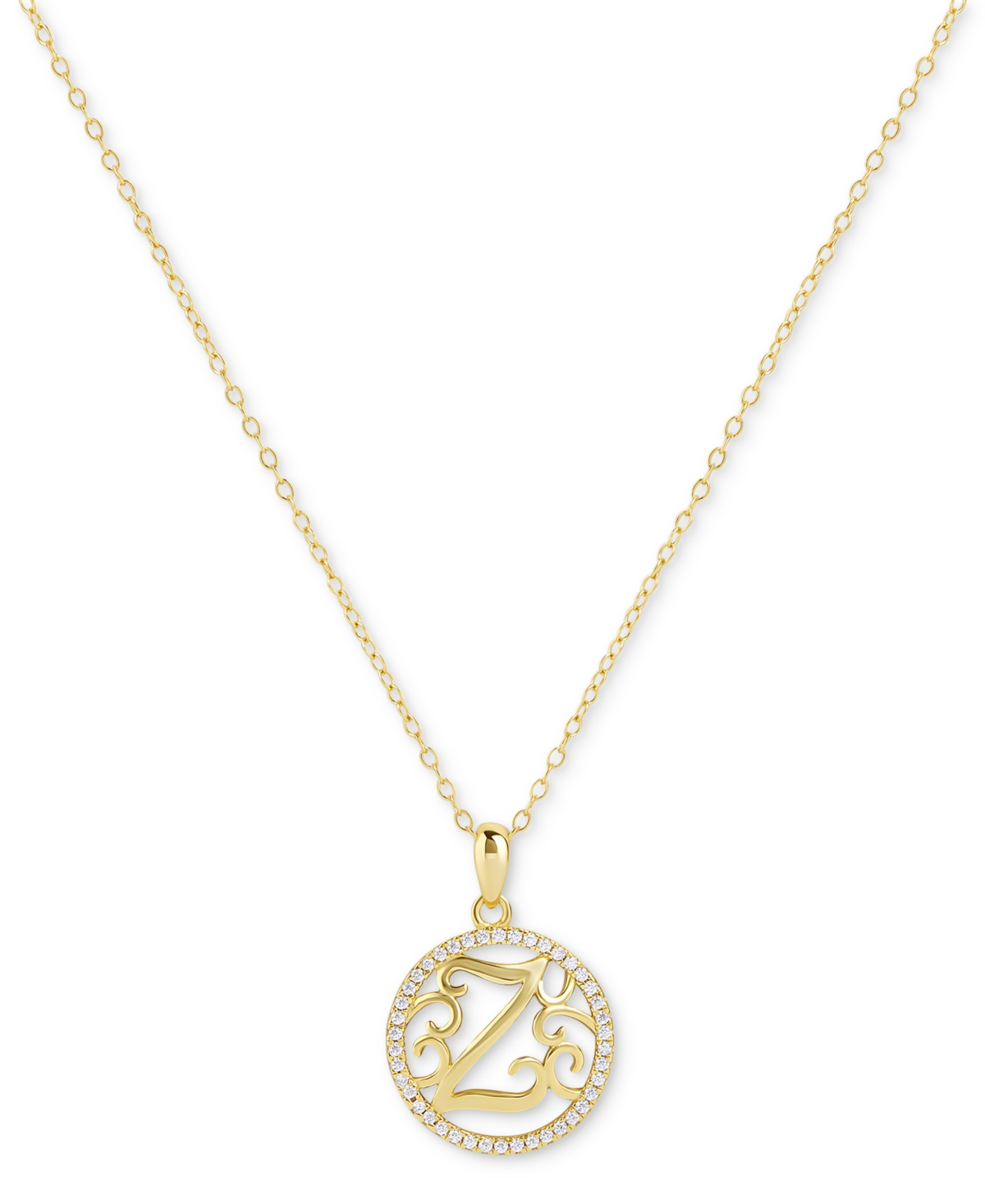 Giani Bernini Cubic Zirconia Z Monogram 18" Pendant Necklace in 18k Gold Over Sterling Silver, Created for Macy's