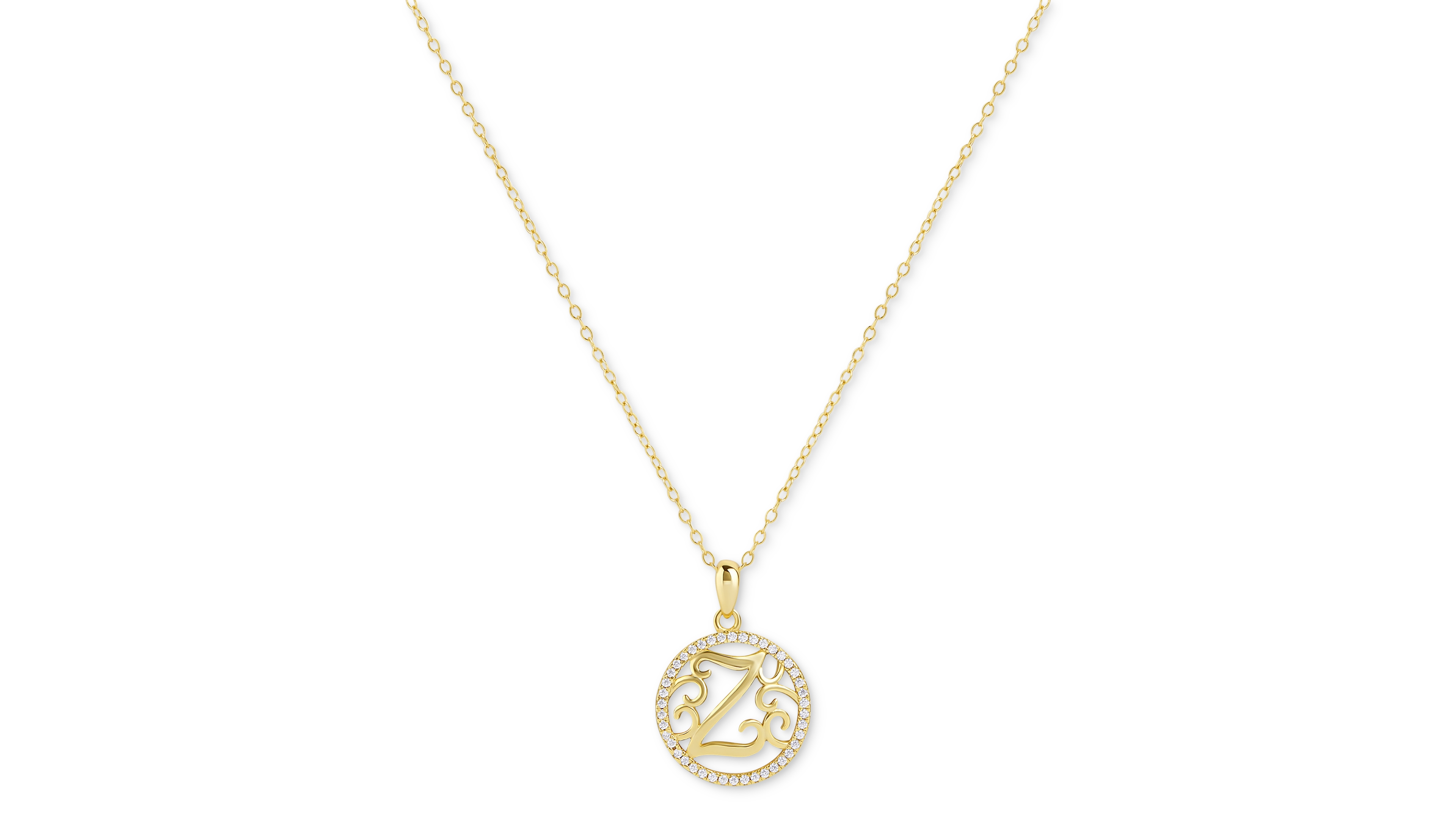 Giani Bernini Cubic Zirconia Z Monogram 18" Pendant Necklace in 18k Gold Over Sterling Silver, Created for Macy's