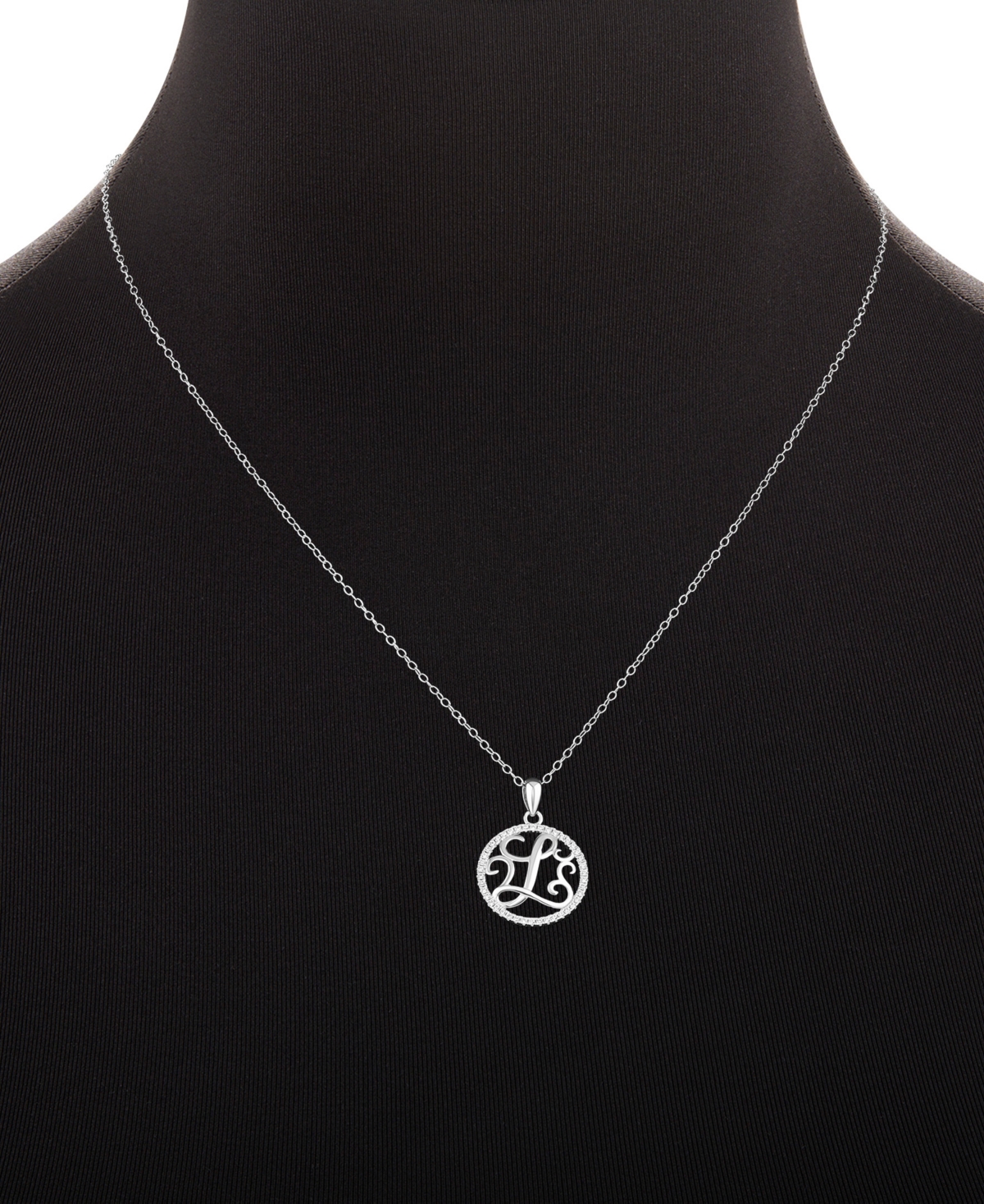 Giani Bernini Cubic Zirconia Initial Halo 18" Pendant Necklace in Sterling Silver