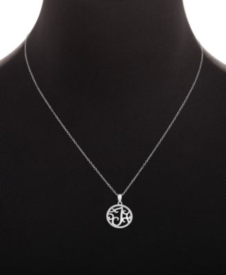 Cubic Zirconia Filigree Initial I Monogram 18" Pendant Necklace in Sterling Silver, Macy's Exclusive