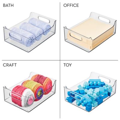 Set of 4 Plastic Stackable Pantry Bin with Handles