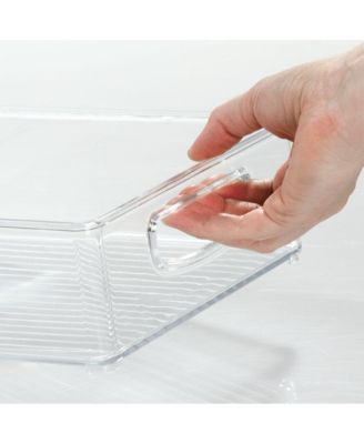 Plastic Stackable Pantry Bin with Handles, Set of 2, Clear, Made in USA