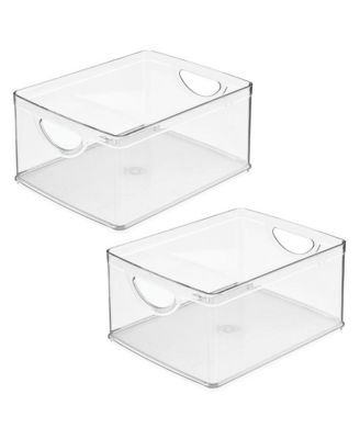 Stackable Pantry Storage Bin with Handles, Set of 2, Clear, Made in USA