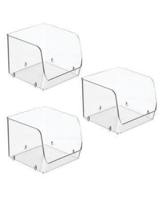 Set of 3 Stackable Open-Front Storage Bin