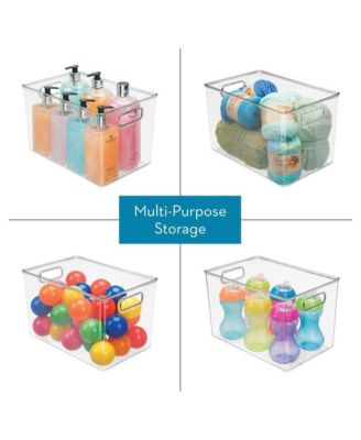 Plastic Storage Bin with Handles - Set of 4 - Clear - Made in USA