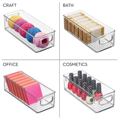 Set of 4 Plastic Stackable Pantry Bin with Handles