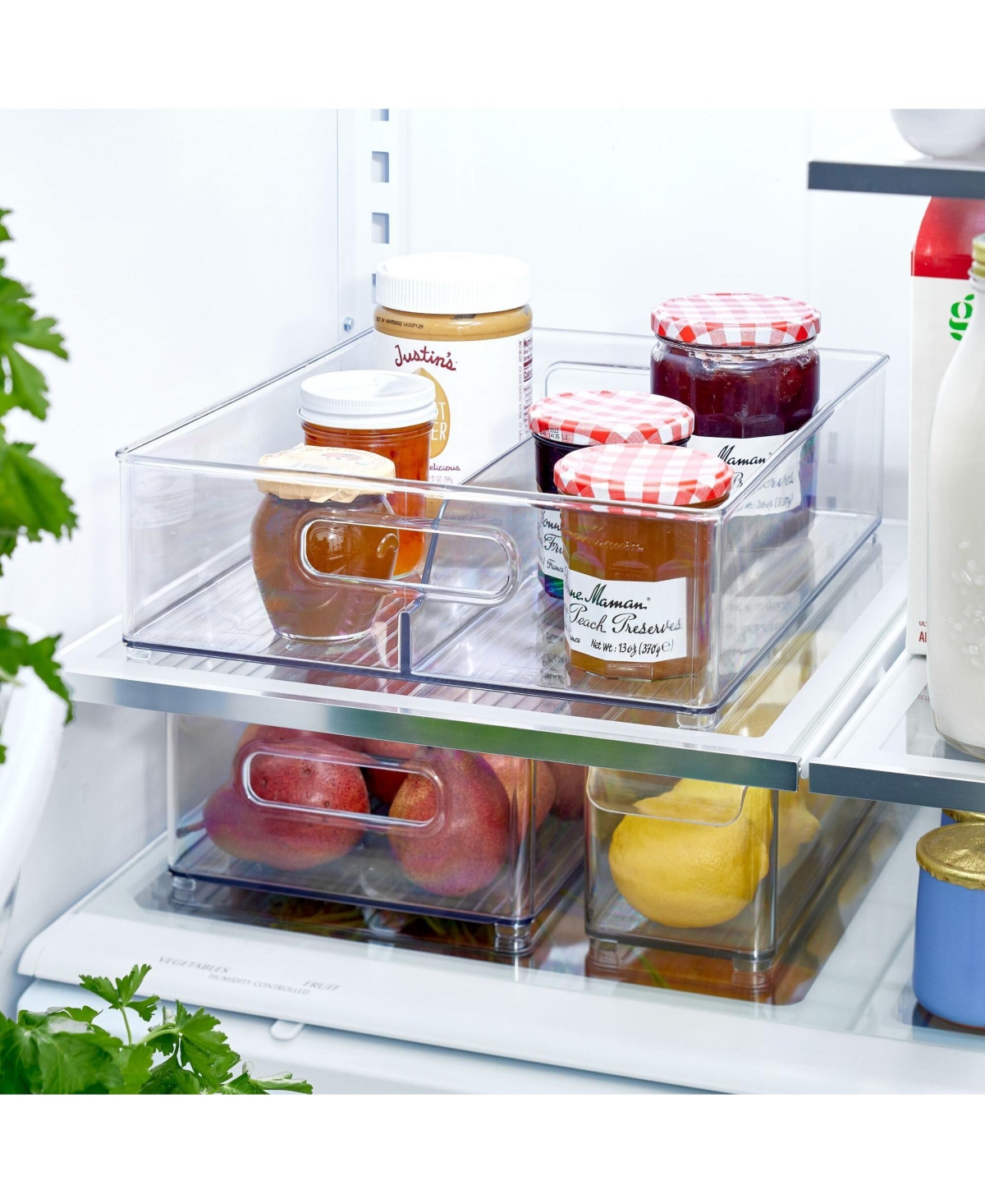iDesign Plastic Stackable Fridge Bin with Handles, Set of 6, Clear